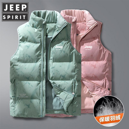 JEEP白鴨絨羽絨馬甲男女款情侶裝保暖坎肩背心外穿大碼外套馬夾潮