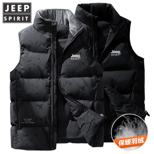 JEEP白鴨絨羽絨馬甲男女款情侶裝保暖坎肩背心外穿大碼外套馬夾潮