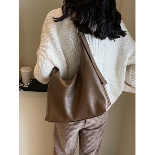 泥色柔軟大容量托特包斜後後背包2025新款潮時尚百搭美拉德單肩包大包