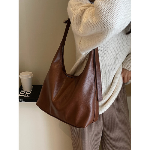 泥色柔軟大容量托特包斜後後背包2025新款潮時尚百搭美拉德單肩包大包