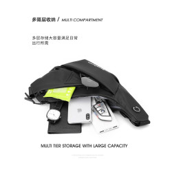 時尚胸包潮款休閒胸前小挎包男士單肩包百搭款運動胸包潮流斜後後背包