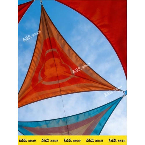 三角形天幕遮陽異形印花遮陽布牛津布戶外雨棚泳池庭院景區遮陽布