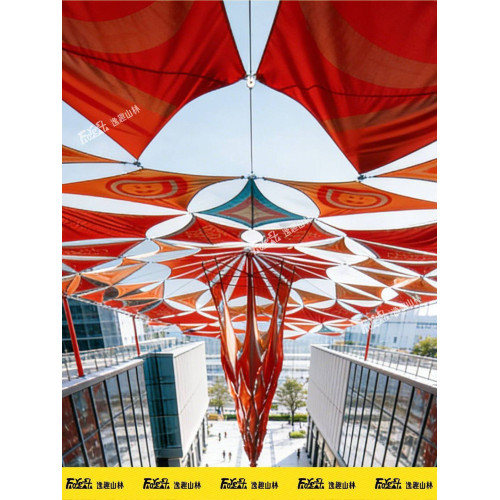 三角形天幕遮陽異形印花遮陽布牛津布戶外雨棚泳池庭院景區遮陽布