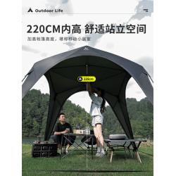 狼行者拉鍊自動速開穹頂天幕一體式帳篷戶外露營鈦黑膠遮陽棚防曬