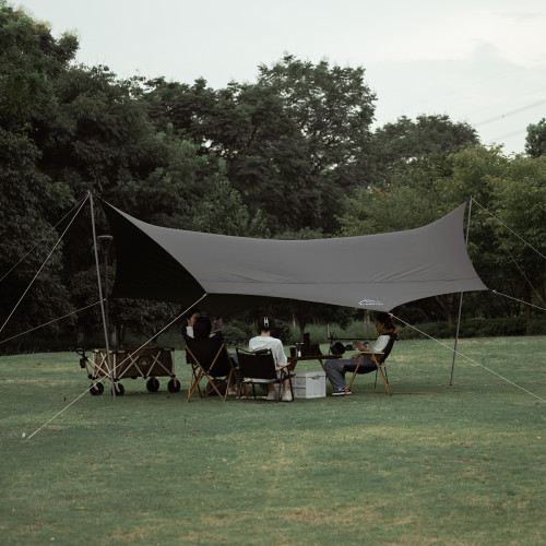 蝶形黑膠天幕帳篷戶外防風黑化露營防曬黑膠塗層防雨野營網紅遮陽