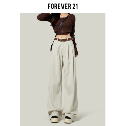 forever 21水泥色濶腿牛仔褲女2025新款高腰小個子直筒濶腿拖地褲