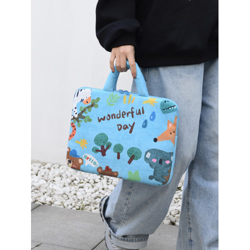 可愛塗鴉貓咪筆記型電腦包女手提11寸ipad 平板保護套15寸收納包