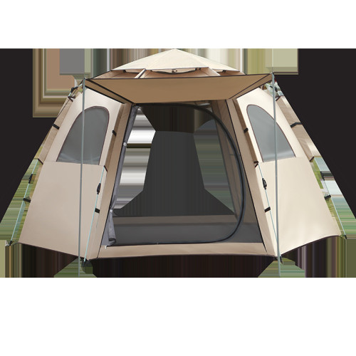 帳篷戶外折曡全自動防雨流沙金六角帳加厚露營裝備公園郊遊野餐帳