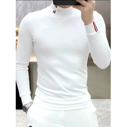 抖音爆款男士秋冬時尚半高領T恤百搭純色帥氣德絨保暖打底衫上衣