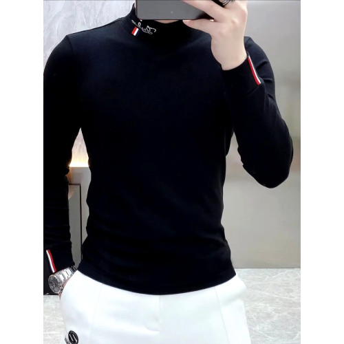 抖音爆款男士秋冬時尚半高領T恤百搭純色帥氣德絨保暖打底衫上衣