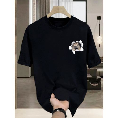 夏季新款重磅純棉短袖t恤男百搭痞帥潮流卡通印花寬鬆外穿ins上衣