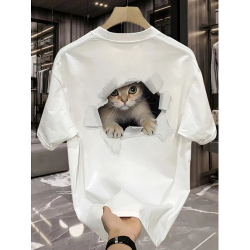 夏季新款重磅純棉短袖t恤男百搭痞帥潮流卡通印花寬鬆外穿ins上衣