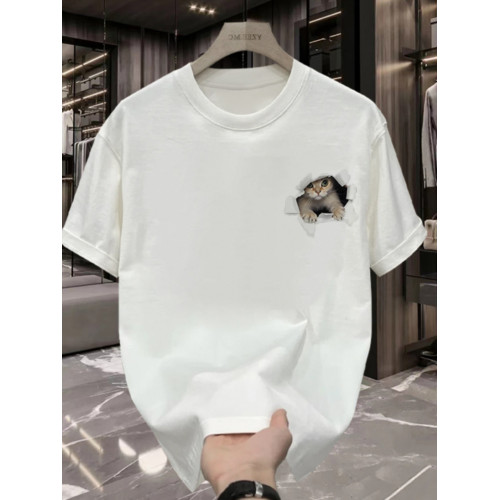 夏季新款重磅純棉短袖t恤男百搭痞帥潮流卡通印花寬鬆外穿ins上衣