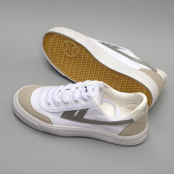 廻力學生鞋升級版初中生校鞋銀邊學生鞋加厚乳膠鞋墊帆布白鞋