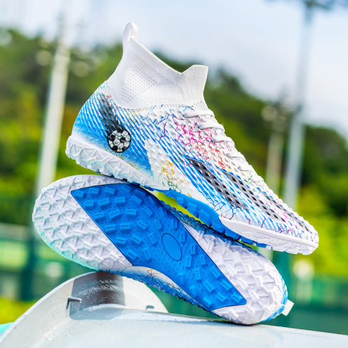 高幫梅西龍骨兒童足球鞋男童學生成人長釘AG碎釘TF訓練鞋男女獵鷹