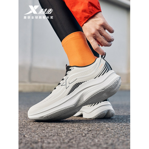 特步波浪鞋丨綜訓鞋男鞋跑步鞋夏季黑色公務運動鞋皮面減震跑鞋女