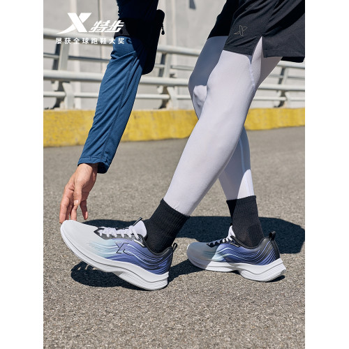 特步波浪鞋丨綜訓鞋男鞋跑步鞋夏季黑色公務運動鞋皮面減震跑鞋女