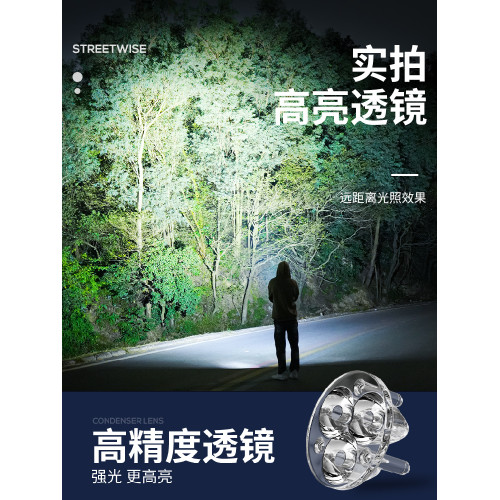三眼怪獸強光超亮手電筒遠射戶外充電變焦式迷你露營小型可攜式防水