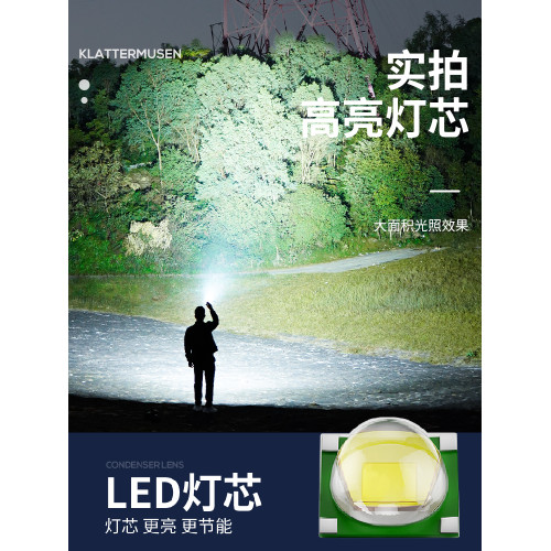 三眼怪獸強光超亮手電筒遠射戶外充電變焦式迷你露營小型可攜式防水