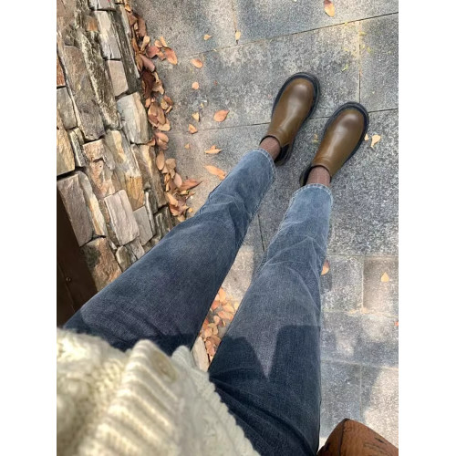 藍灰色直筒牛仔褲女2026春秋新款小個子女士秋冬加絨爆款菸琯褲子