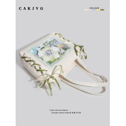 CAKJVG日系漫展二次元絲帶痛包大食量通勤托特包大容量單肩包百搭