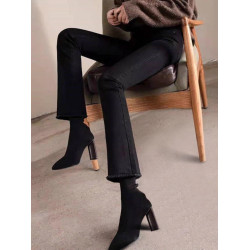 高腰微喇牛仔褲女2026年春秋新款爆款秋冬加絨小個子女士喇叭褲子