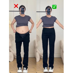 梨形身材窄版直筒牛仔褲女春季新款大碼胖mm高腰顯瘦黑色褲子加長