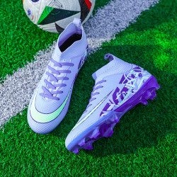 2026年新品透氣刺客男女長釘足球鞋高幫中學生訓練碎釘皮面足球鞋