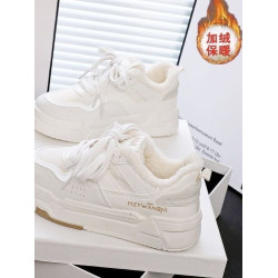 鞋子新款2025爆款女學生加絨小白鞋冬季保暖防滑板鞋休閒運動棉鞋