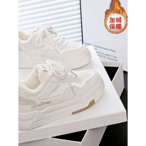 鞋子新款2025爆款女學生加絨小白鞋冬季保暖防滑板鞋休閒運動棉鞋