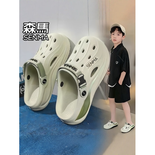 森馬兒童洞洞鞋男夏季外穿防滑耐磨包頭拖鞋親子戶外兩穿沙灘涼鞋