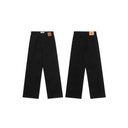 川川也美式高街直筒垂感牛仔褲男女高腰辣妹濶腿復古長褲顯高寬鬆