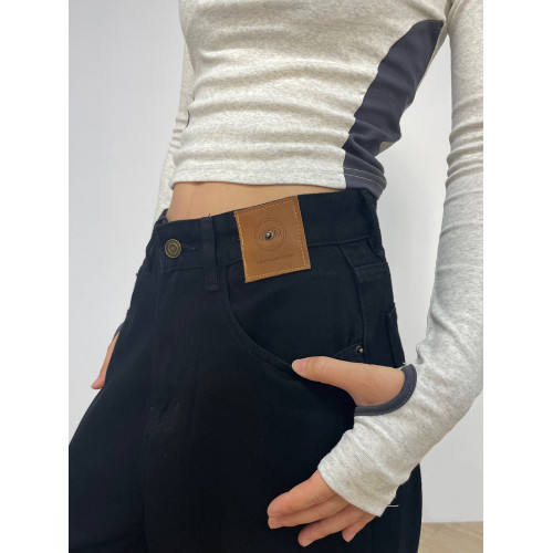 川川也美式高街直筒垂感牛仔褲男女高腰辣妹濶腿復古長褲顯高寬鬆