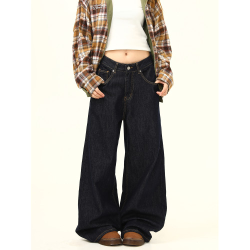 野生阿子美式復古高級感寬鬆濶腿彎刀牛仔褲男女百搭直筒拖地褲子 野生阿子美式復古高級感寬鬆濶腿彎刀牛仔褲男女百搭直筒拖地褲子