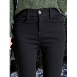 魔術九分打底褲女外穿秋冬小腳長褲加絨仿牛仔彈力八分緊身小黑褲