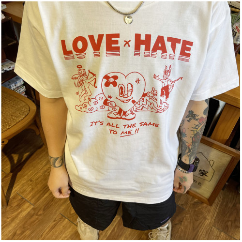 天使與惡魔Love& Hate愛與恨潮牌男女款夏季短袖T恤情侶款印花TEE 天使與惡魔Love& Hate愛與恨潮牌男女款夏季短袖T恤情侶款印花TEE