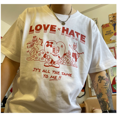 天使與惡魔Love& Hate愛與恨潮牌男女款夏季短袖T恤情侶款印花TEE 天使與惡魔Love& Hate愛與恨潮牌男女款夏季短袖T恤情侶款印花TEE