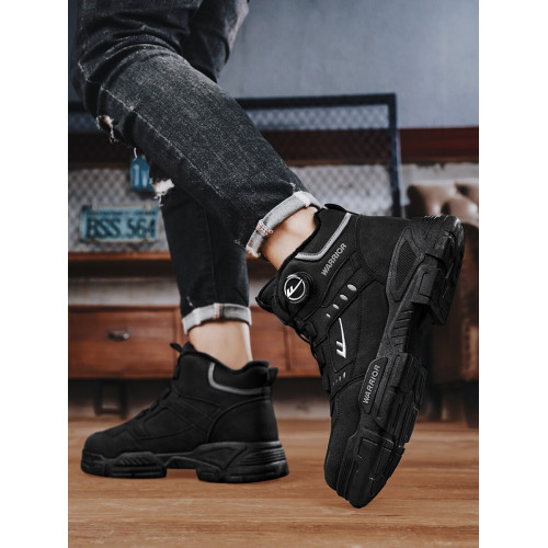 廻力馬丁靴男春季防水戶外登山鞋工裝靴男旋轉紐釦防水東北大棉靴