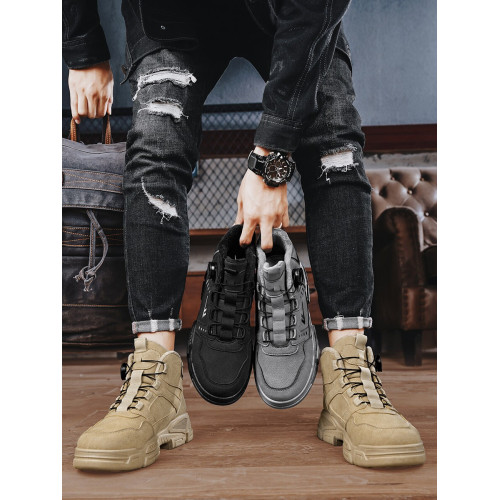 廻力馬丁靴男春季防水戶外登山鞋工裝靴男旋轉紐釦防水東北大棉靴