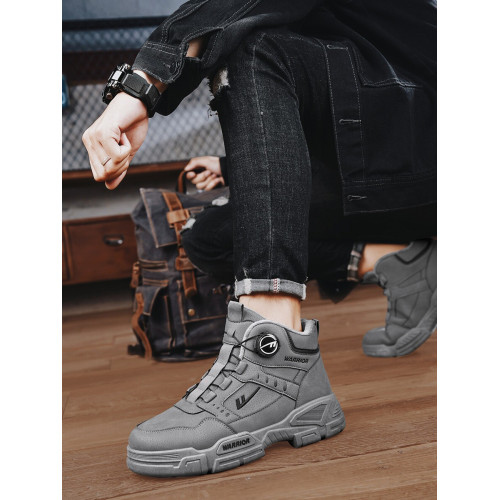 廻力馬丁靴男春季防水戶外登山鞋工裝靴男旋轉紐釦防水東北大棉靴