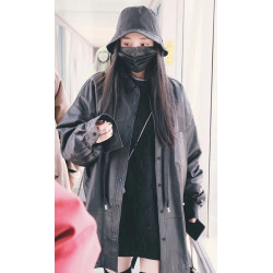 楊冪明星同款女春秋季法式機車PU皮衣外套中長款洋氣黑色襯衫衣服