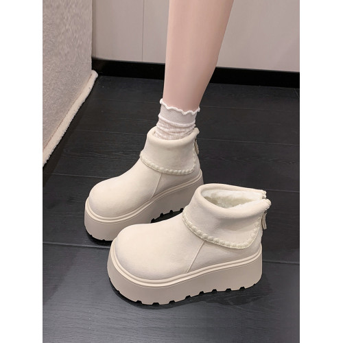 白色厚底增高雪地靴女2026秋冬季新款百搭勃肯短靴加絨加厚棉鞋子