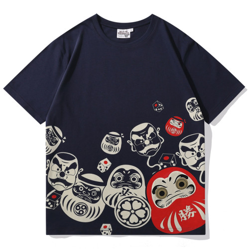 2025正肩達摩蛋日系風潮牌原宿印花個性男女情侶短袖學生青年 2025正肩達摩蛋日系風潮牌原宿印花個性男女情侶短袖學生青年