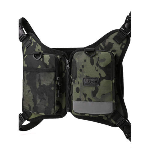 機車包騎行郊遊包迷彩馬甲戰術機能胸包工裝街頭雙肩胸包潮酷百搭