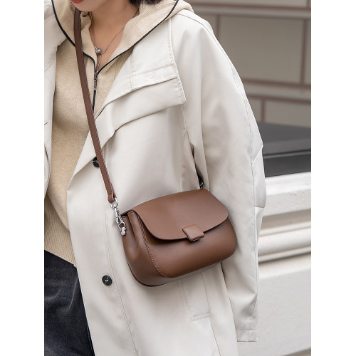 歐洲站牛皮女包2026新款小衆設計單肩包休閒流行百搭馬鞍包斜後後背包