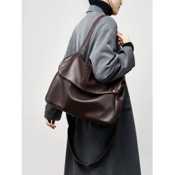 頭層牛皮機車包大容量枕頭包斜背托特包hobo寬肩帶真皮tote包a4包