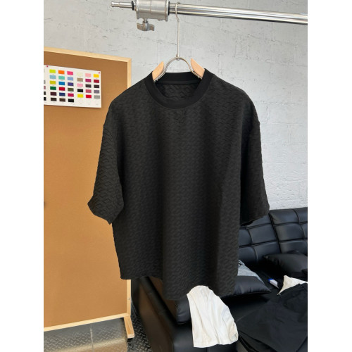 冰絲提花小方塊紋理感短袖T恤男士夏季簡約時尚高彈休閒圓領半袖