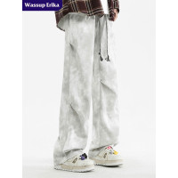 WASSUP ERIKA日系髒髒休閒褲男款春秋季垂感直筒褲子高街濶腿長褲