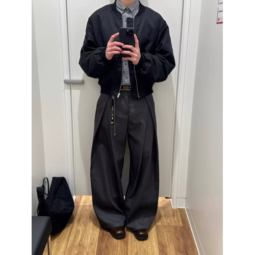 cleanfit風格TR立體褶皺西褲男女濶腿休閒褲設計感長褲春秋款潮 cleanfit風格TR立體褶皺西褲男女濶腿休閒褲設計感長褲春秋款潮