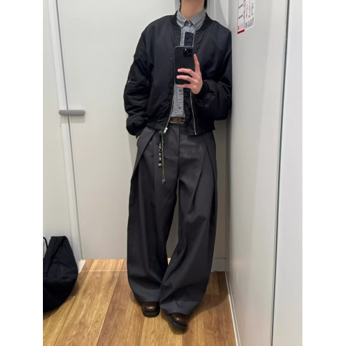 cleanfit風格TR立體褶皺西褲男女濶腿休閒褲設計感長褲春秋款潮 cleanfit風格TR立體褶皺西褲男女濶腿休閒褲設計感長褲春秋款潮